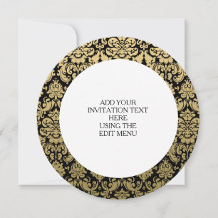 Gold and Black Elegant Damask Pattern Invitation