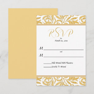 Gold and Black Elegant Style Wedding Reply RSVP Card