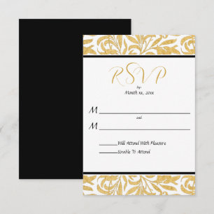 Gold and Black Elegant Wedding Reply  RSVP Card