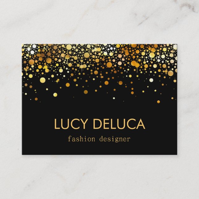 Gold and Black Fake Foil Glitter Business Card (Front)