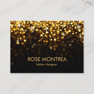 Gold and Black Falling Glitter Bokeh Business Card
