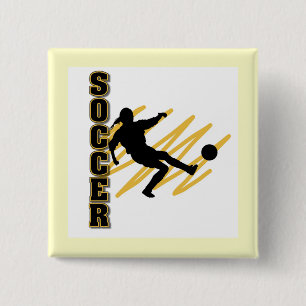 Gold and Black Female Soccer Player 15 Cm Square Badge