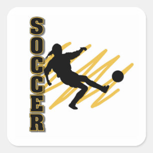 Gold and Black Female Soccer Player Square Sticker