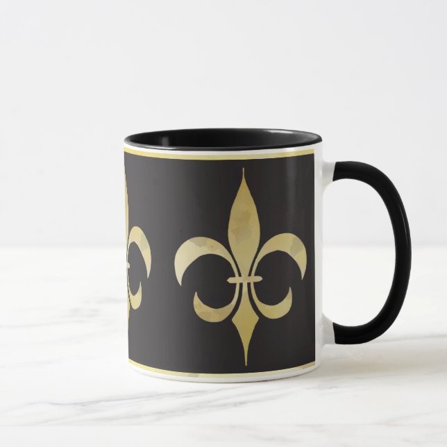 Gold and Black Fleur-de-lis Mug (Right)