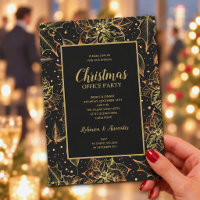 Gold and Black Floral Christmas Party