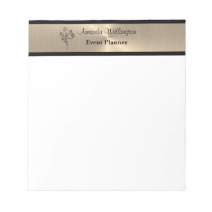 Gold and Black Floral Roses Professional Notepad