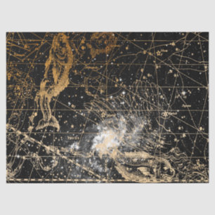 Gold and Black Galaxy Star Map Series Design 12 Tissue Paper
