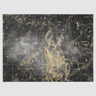 Gold and Black Galaxy Star Map Series Design 2 Tissue Paper