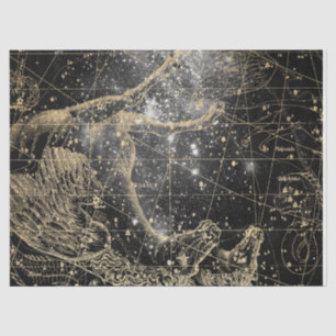 Gold and Black Galaxy Star Map Series Design 8 Tissue Paper