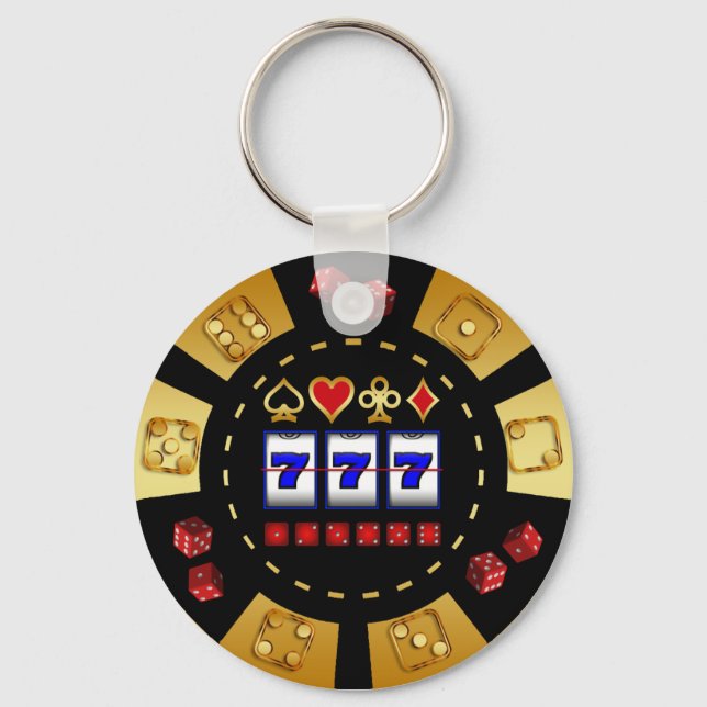 GOLD AND BLACK GAMING POKER CHIP KEY RING (Front)