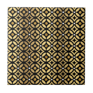 Gold And Black Geometric Pattern Tile