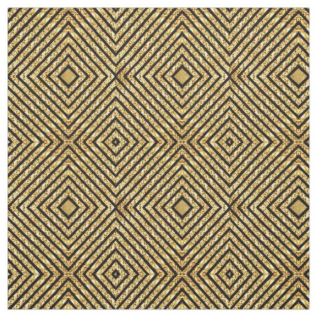 Gold and Black Geometric Patterned Fabric (Swatch)