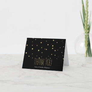 Gold and Black Glitter Confetti Dots Thank you Card