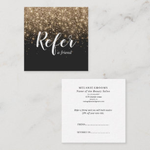 Gold And Black Glitter Elegant Refer A Friend Referral Card