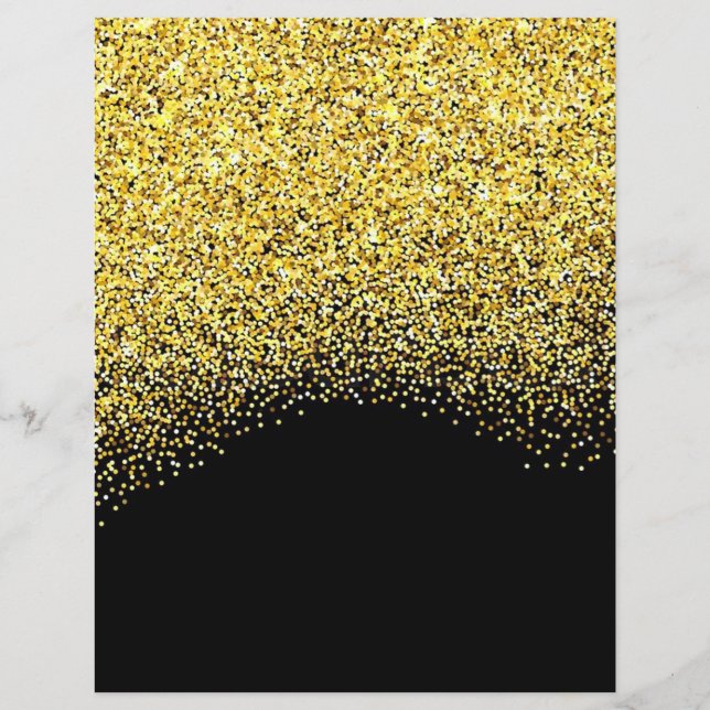 Gold and Black Glitter Texture Scrapbook Paper (Front)