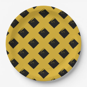 Gold and Black Graduation Paper Plate