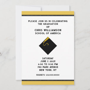Gold and Black Graduation Party Invitations