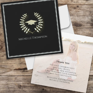 Gold and Black Graduation Photo Card