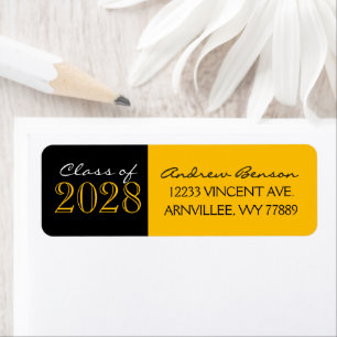 Gold and Black Graduation Return Address Labels