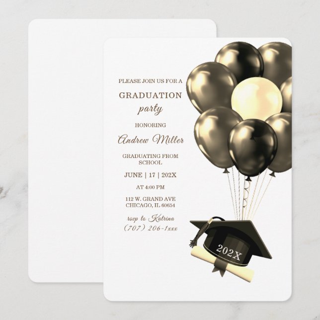 Gold and Black Graduation Template (Front/Back)