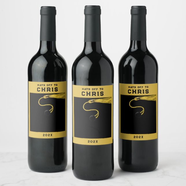 Gold and Black Graduation Wine Label (Bottles)