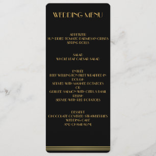 Gold And Black Great Gatsby Wedding Menu