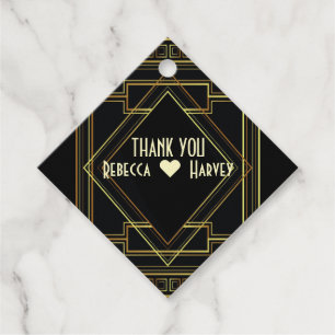 gold and black great gatsby wedding thank you favour tags