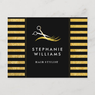 Gold and Black Hair Stylist Comp Card