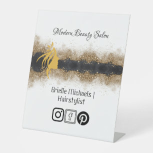  Gold and black Hairstylist  Salon Pedestal Sign