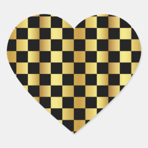 Gold and Black Heart Shape Sticker