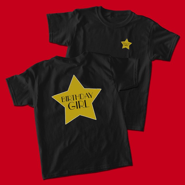 Gold And Black Hollywood Stars Birthday T-Shirt (Creator Uploaded)