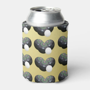 Gold And Black Lawn Bowls Pattern,   Can Cooler