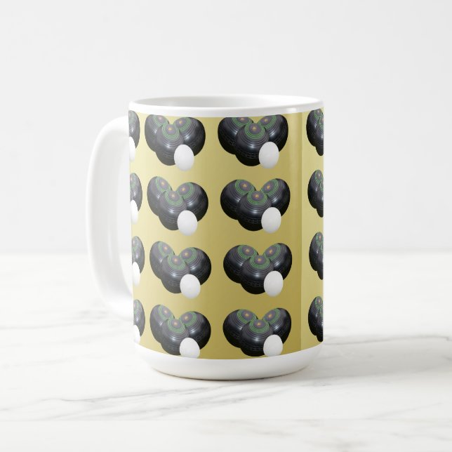 Gold And Black Lawn Bowls Pattern,  Coffee Mug (Front Left)