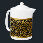 Gold and Black Leopard Animal Pattern<br><div class="desc">Teapot. Featuring a beautiful metallic gold and black leopard animal pattern. A charming accent to add to your home or give for a housewarming gift. 📌If you need further customisation, please click the "Click to Customise further" or "Customise or Edit Design" button and use our design tool to resize, rotate,...</div>