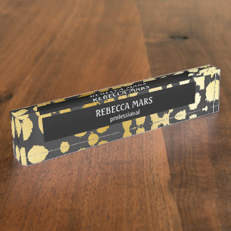 Gold and black leopard print desk name plate