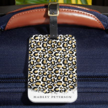 Gold and Black Leopard Print Luggage Tag