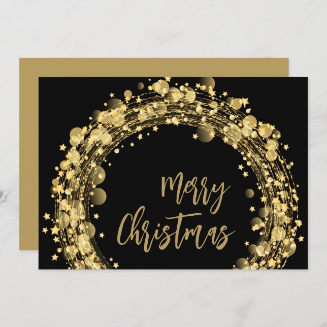 Gold and Black Merry Christmas Card (Front/Back)