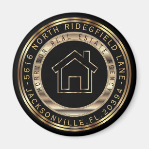 Gold and Black Metal Realtor Design Magnet