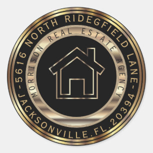 Gold and Black Metal Realtor Return Labels