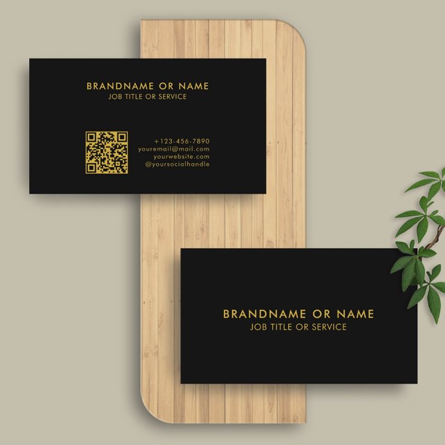 Gold and Black | Minimalist Professional QR Code Business Card (Creator Uploaded)