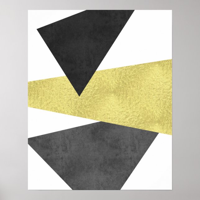 Gold and black Modern minimal geometric art Poster (Front)