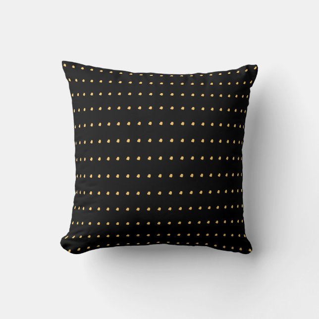 Gold and Black Modern Polka Dots Pattern Cushion (Front)