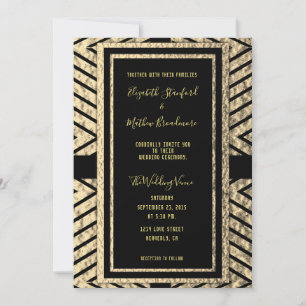 Gold and Black Modern Wedding Invitation