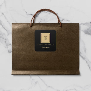 Gold and Black Monogram Business Stickers