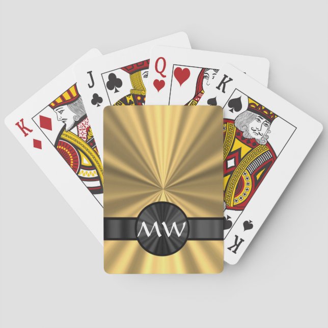Gold and black monogram playing cards (Back)