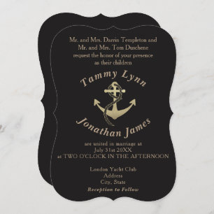 Gold and Black Nautical Wedding Invitations