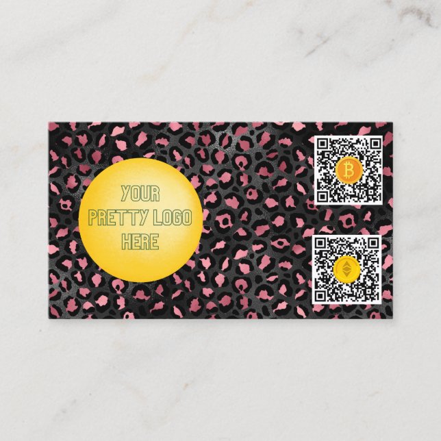 gold and black panter  skin accept bitcoin modern business card (Front)