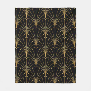 Gold and black pattern. Luxury background Fleece Blanket