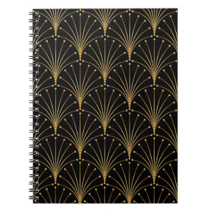 Gold and black pattern. Luxury background Notebook