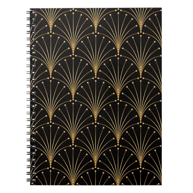 Gold and black pattern. Luxury background Notebook (Front)